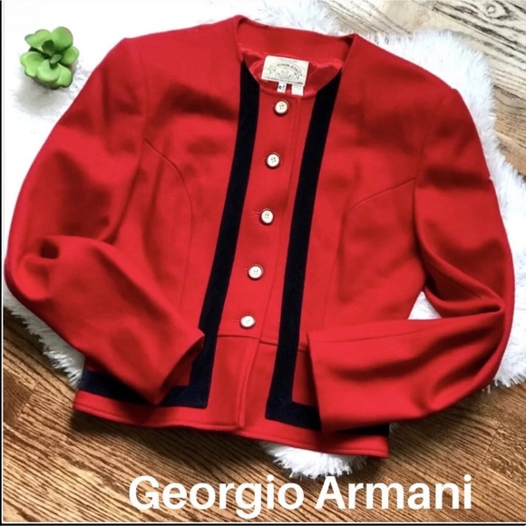 Vintage Armani Jeans Omega Button Up Wool Jacket Size XL